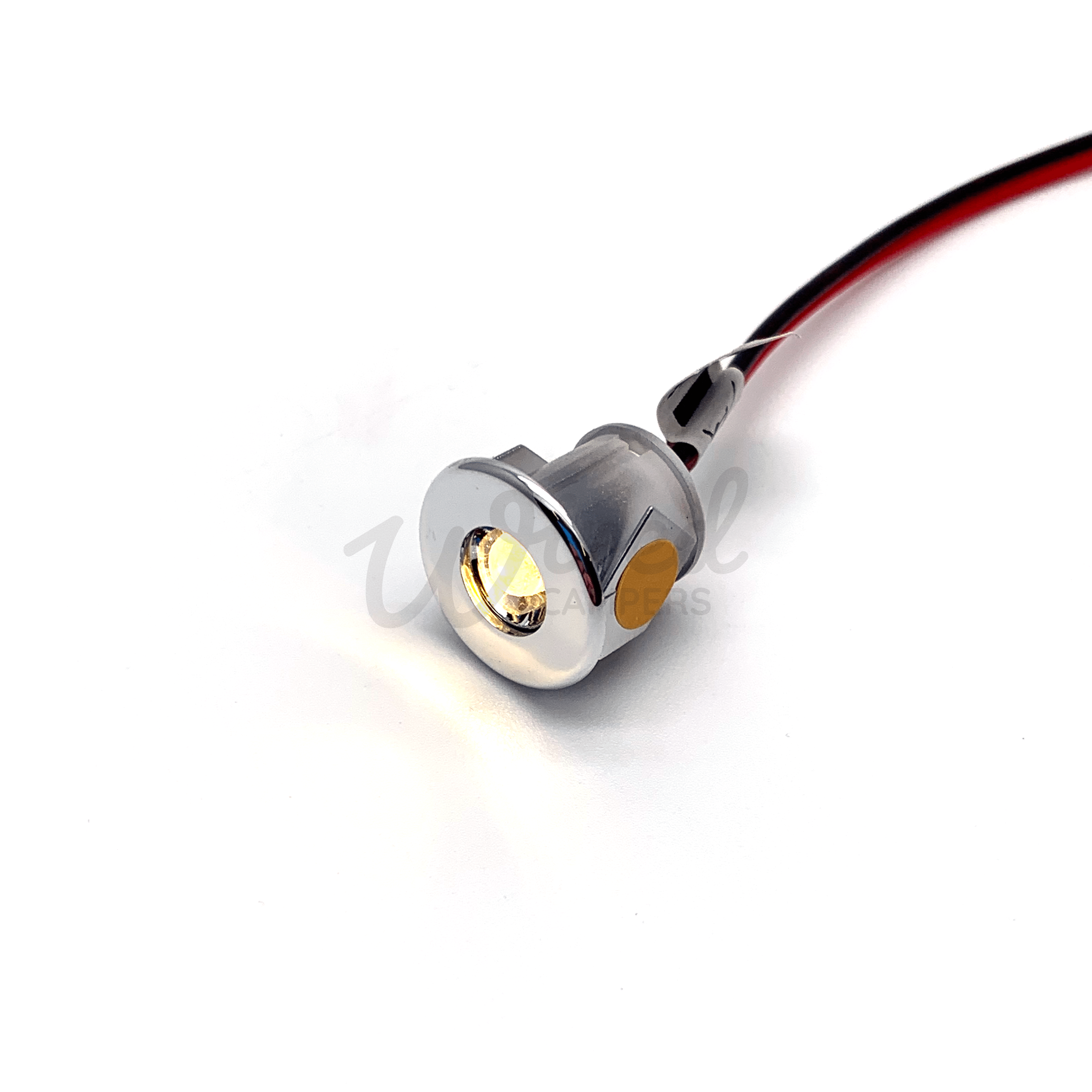 Wired Campers Limited 12V DC Warm White Single LED Mini Plinth Light - Chrome Surround