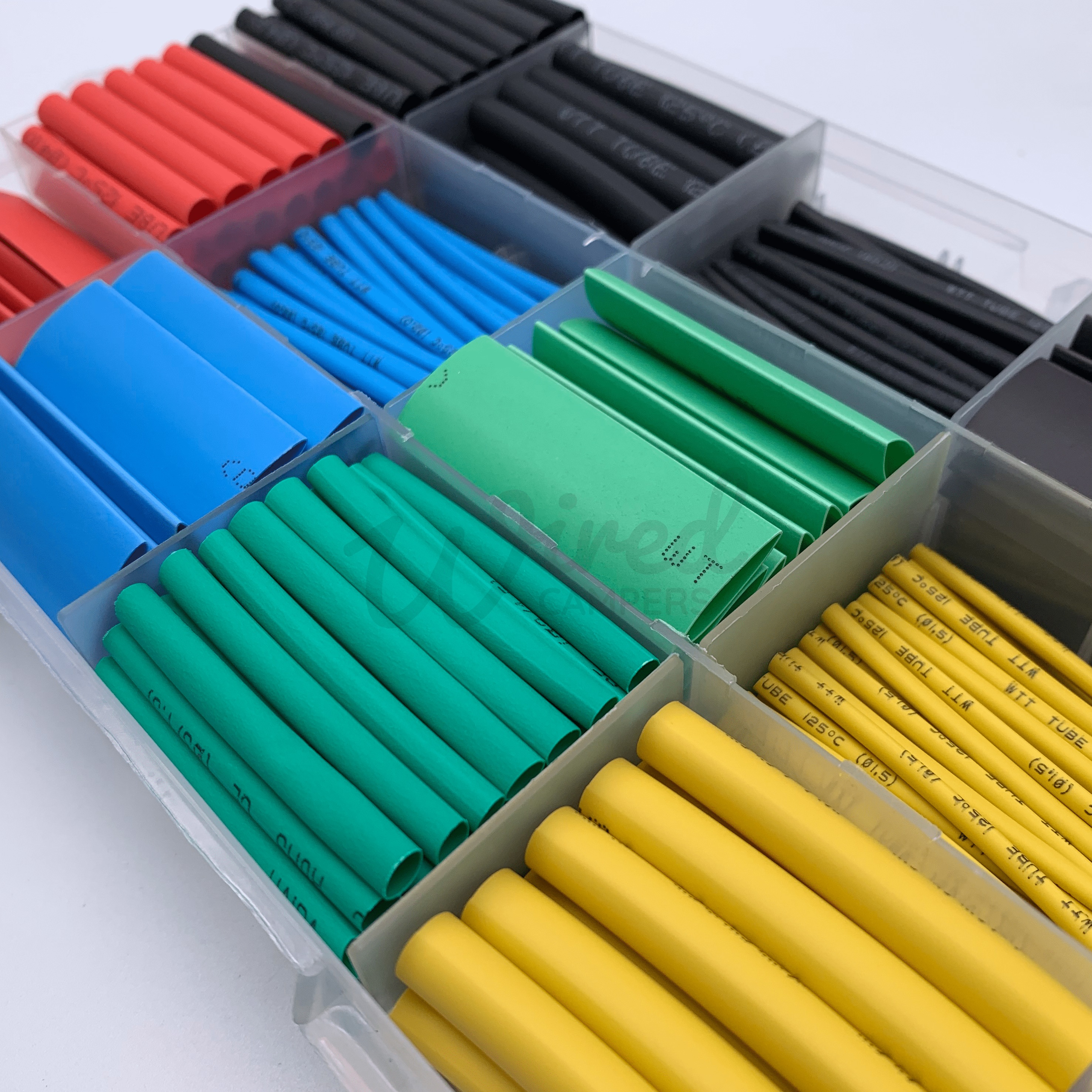 Wired Campers Limited Box Of 530 Pieces Assorted Colour Cable Wire Heat Shrink Tube Sleeve 2:1