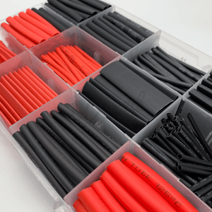 Wired Campers Limited Box Of 530 Pieces Red & Black Cable Wire Heat Shrink Tube Sleeve 2:1