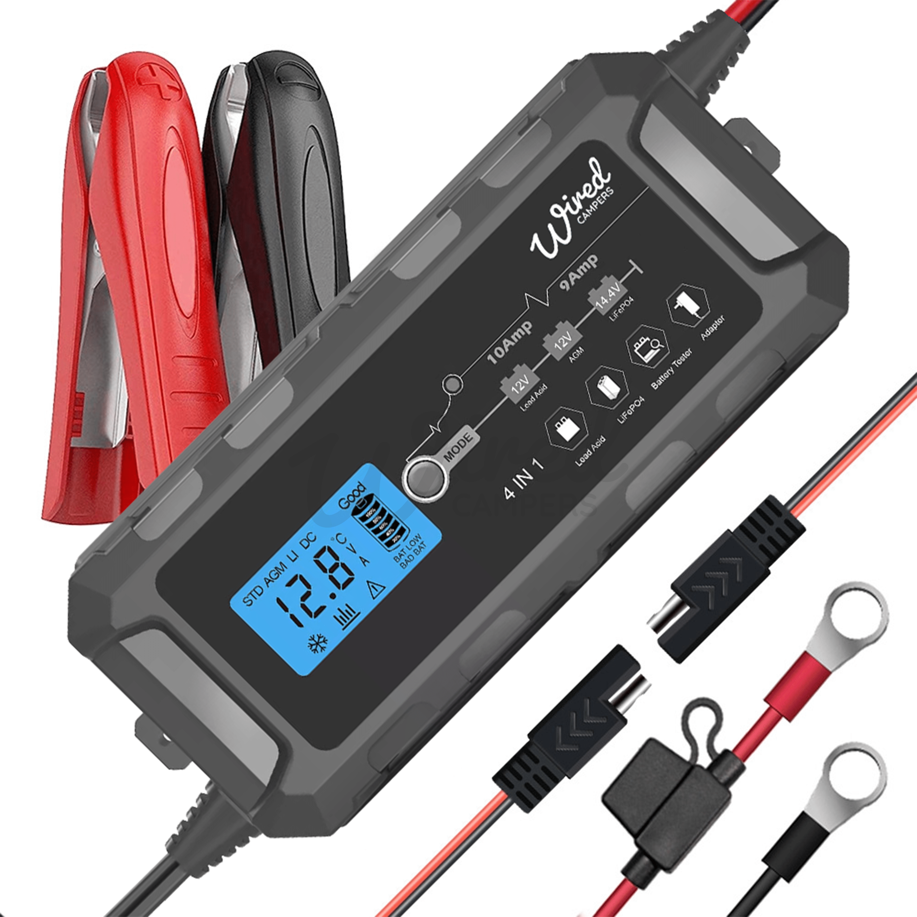 Wired Campers Limited IP65 10A Lead Acid / AGM / Lithium Smart Mains Leisure Battery Charger
